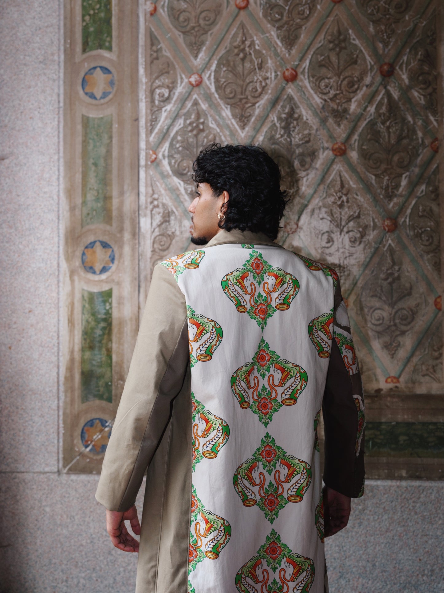 Military green serpent blazer