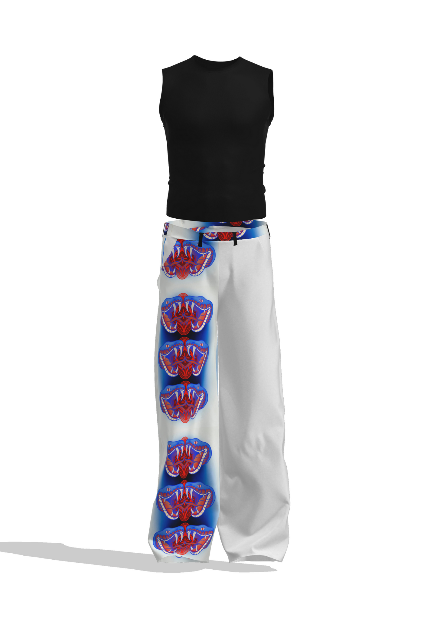 Red & Blue Serpent Loose-Fit Jeans