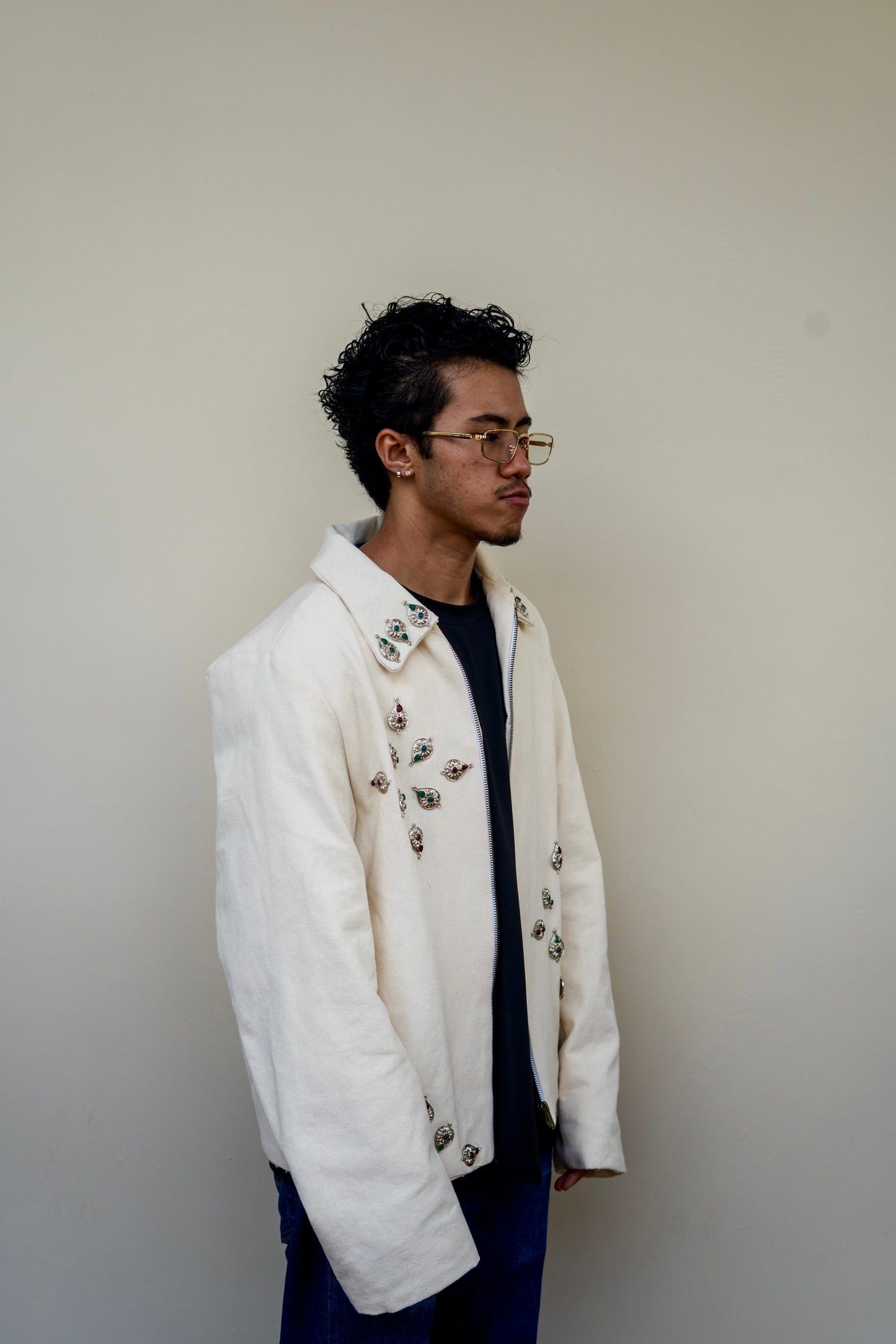 Silver snow denim jacket