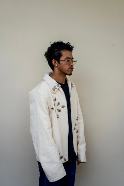 Silver snow denim jacket