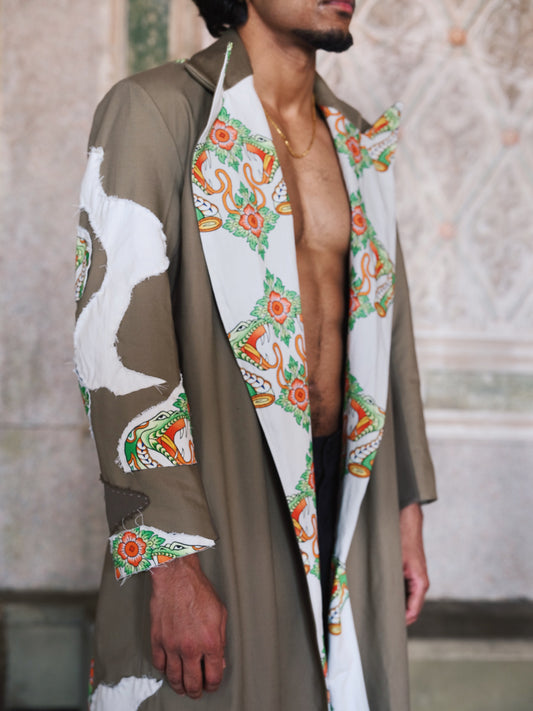 Military green serpent blazer