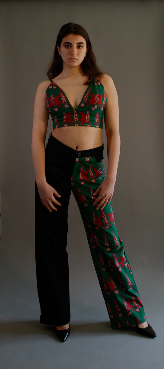 Green and Orange Tiger Print Crop Top