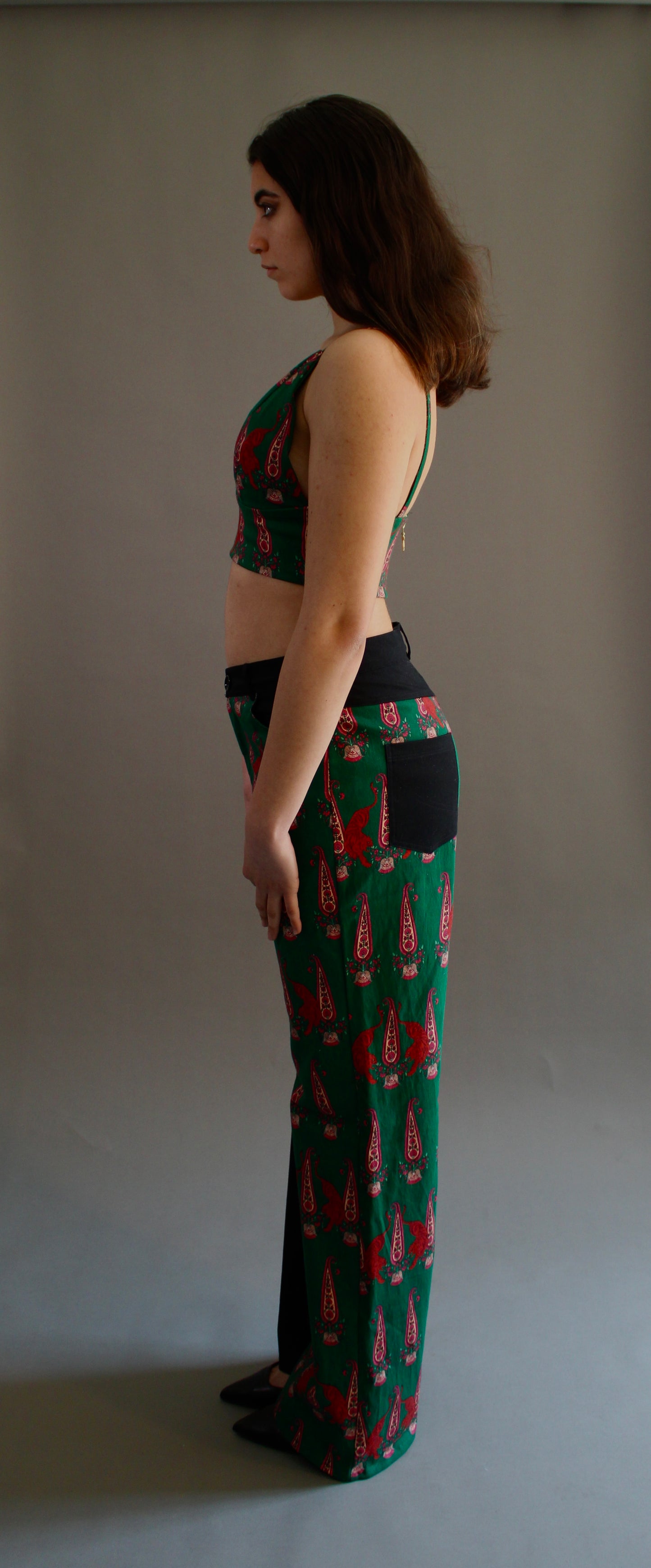 Green and Orange Tiger Print Crop Top