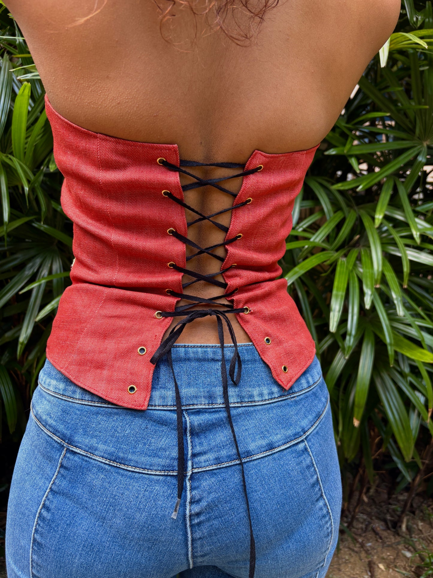 Red Denim Corset