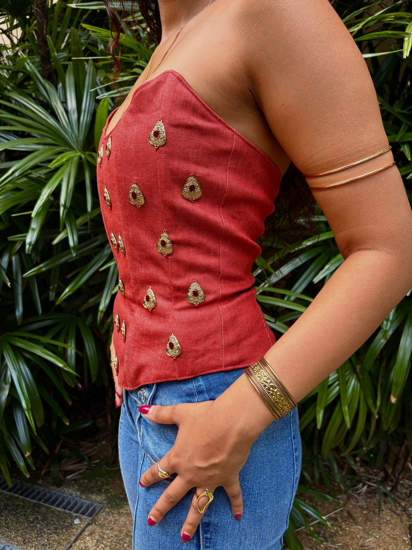 Red Denim Corset