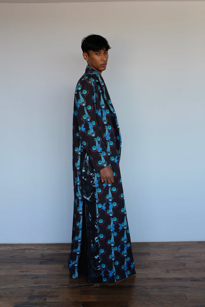 Teal Infused Dark Brown Tiger Coat