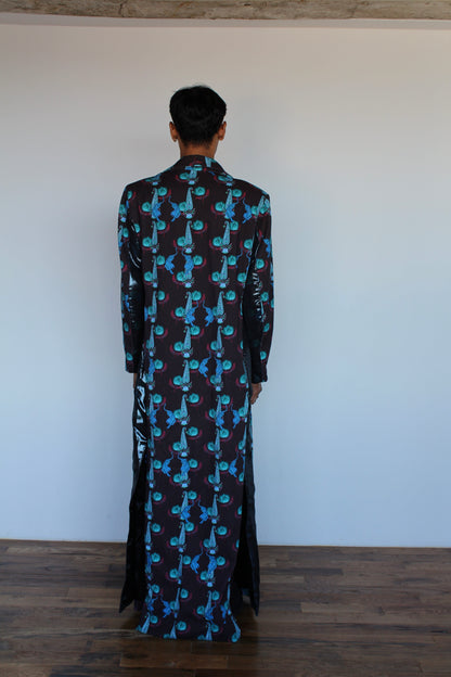 Teal Infused Dark Brown Tiger Coat